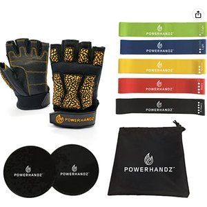 POWERHANDZ POWERFIT TKO 4-Piece Fitness Bundle - Fingerless Weighted Training Gl